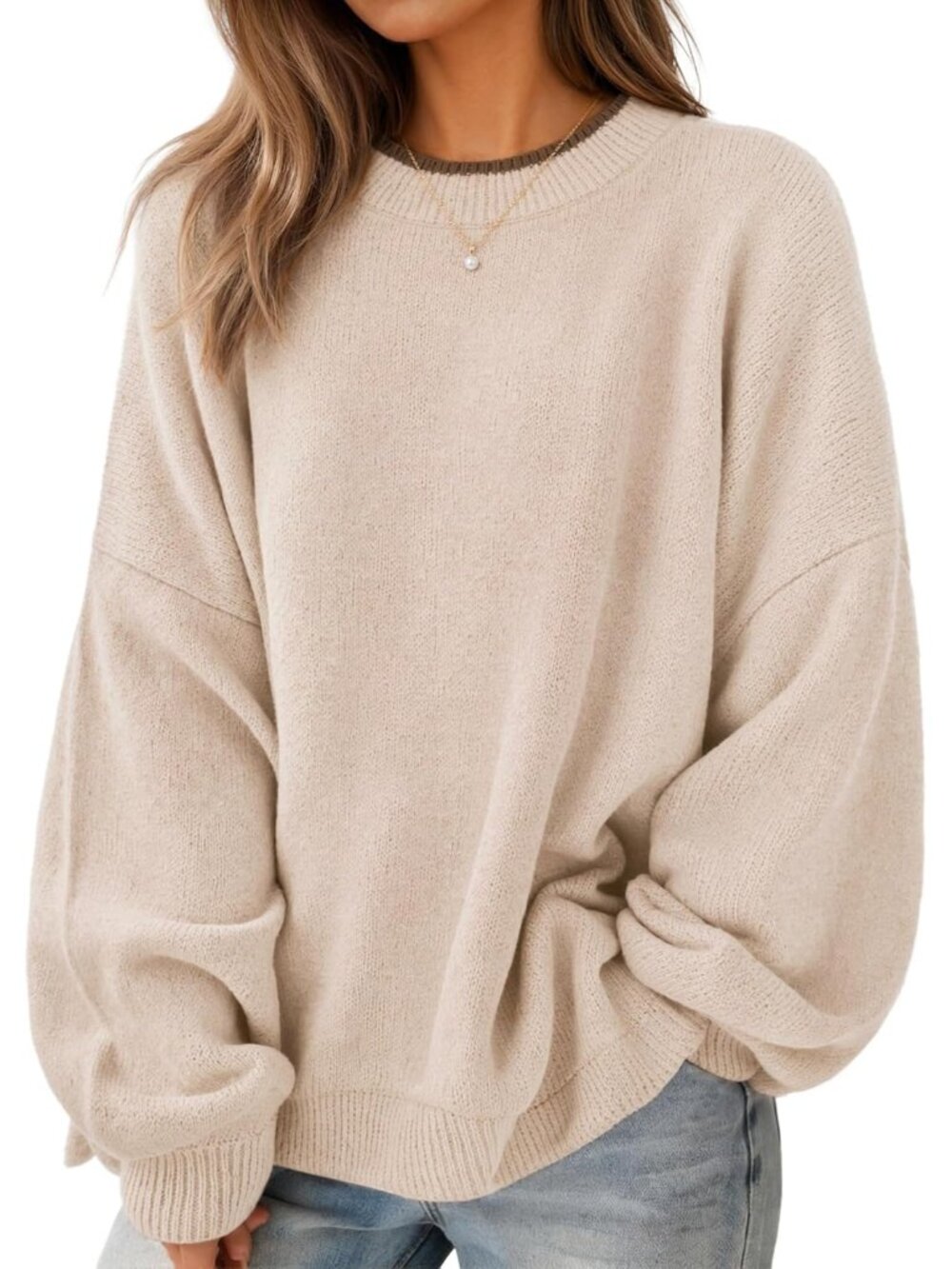 Trendy Oversized Crew Neck Sweater for Women